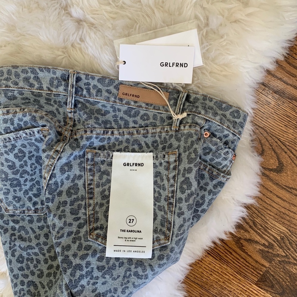 GRLFRND Gray Karolina Wildcat Cheetah Print High Rise Waist Skinny Jeans, 27 NWT - Picture 11 of 14